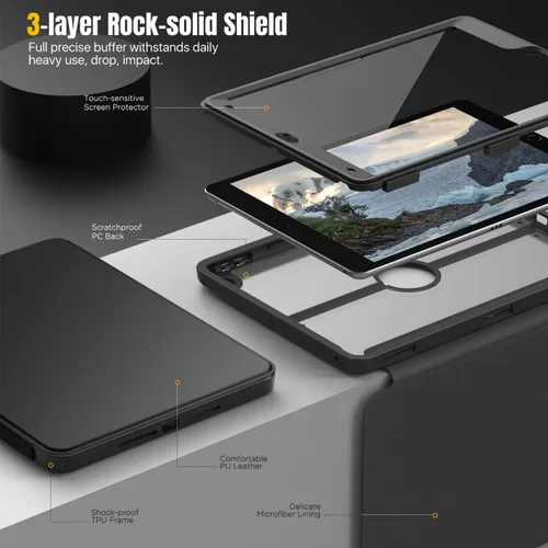 Miniatura 4 de MoKo Funda para iPad de 9ª generación con soporte para lápices, funda para iPad de 8ª/7ª generación de 10.2 pulgadas, protector de pantalla