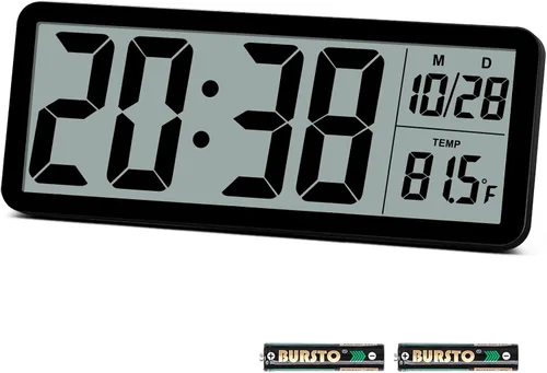 Reloj de Pared LCD Digital Fácil de Configurar, Pantalla LCD de 8.5 Pulgadas con Pantalla de Hora/Fecha/Temperatura, Reloj de Escritorio Digital