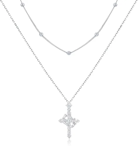 Miniatura 9 de YIMERAIRE Collar de Cruz Corona de Moissanita Mejorado Oro Vermeil de 14K 1.1 Quilates Delicado Helado Joyería de Cruz de Fe Cristiana Plata de Ley