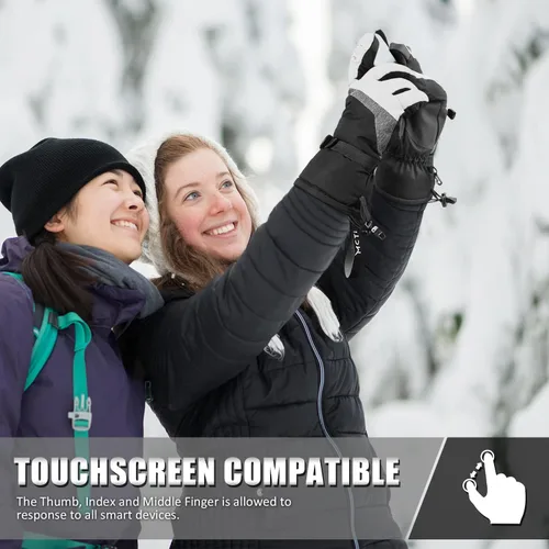 Miniatura 21 de MCTi Guantes de esquí, impermeables, para snowboard y nieve, 3M, Thinsulate, para clima frío, para mujer, para invierno, con pantalla táctil