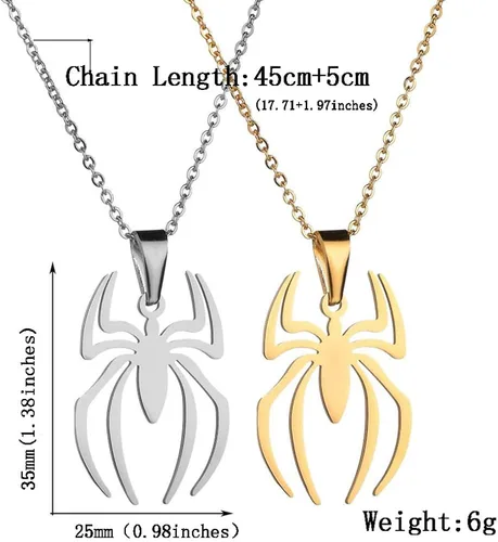 Miniatura 5 de RZCXBS Collar con colgante de araña de acero inoxidable ligero con dije de Spiderman joyería para niños mujeres niños y niñas Metal