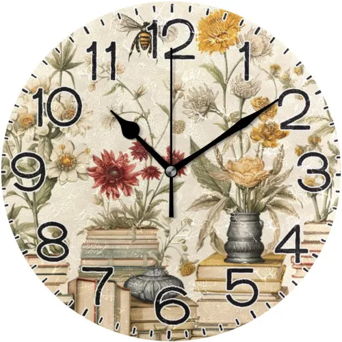 Miniatura 21 de ALAZA Reloj de pared con diseño de pájaros en rama, funciona con pilas, silencioso, de cuarzo, analógico, rústico, estilo rural, redondo, decoración