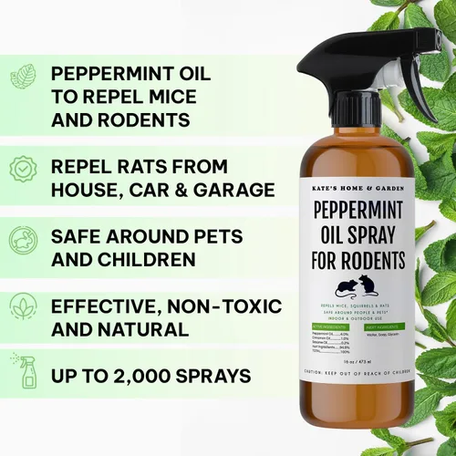 Miniatura 2 de Kate Naturals Spray de aceite de menta para roedores, ratones, murciélagos, ratas, motores de automóviles, ratones