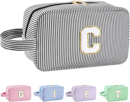 Miniatura 32 de Regalos personalizados para mujeres, bolsa de maquillaje con inicial, bolsa de maquillaje de viaje, bolsa de cosméticos, bolsa de artículos