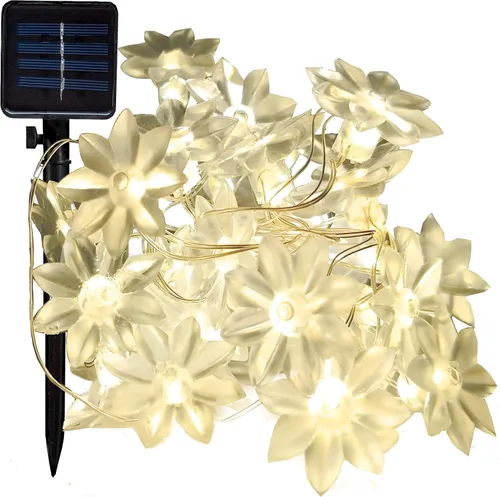 Miniatura 14 de Hometown Evolution, Inc. Tira de luces de burbujas de aire alimentadas por energía solar, 30 LED blanco cálido, 8 modos, impermeable al aire libre