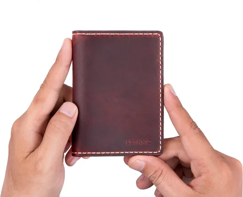 Miniatura 4 de LETHNIC - Tarjetero de cuero hecho a mano para mujer