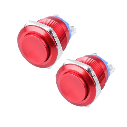 Miniatura 10 de Paquete de 2 interruptores de botón momentáneos de metal de 0.630 in, impermeables, IP66, terminales de tornillo antivandálicos de 12 V, 24 V, 36 V