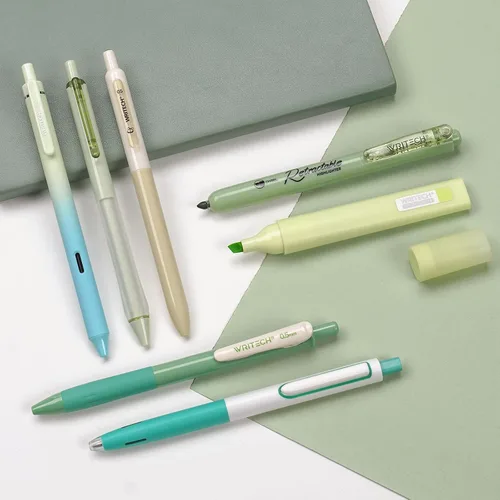 Miniatura 5 de WRITECH Bolígrafos de Gel para Diario y Resaltar: Set de Diario Estético, Colores Pastel Surtidos, Tinta de 0.5mm de Punta Fina, Retráctil, Verde