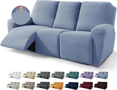 Miniatura 19 de JIVINER Fundas de sofá reclinable de 8 piezas, fundas elásticas de jacquard para sofá reclinable, fundas para sala de estar, protector suave de 3