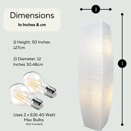 Miniatura 9 de LIGHTACCENTS Lámparas de pie de papel de arroz para sala de estar, paquete de 2 lámparas de pie de papel blanco con interruptor de pie