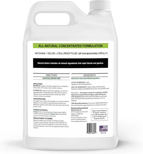 Miniatura 2 de Natural Armor - Repelente en aerosol para lagartos y gecos con potente formulación de menta. Repele todos los tipos de lagartos y gecos y funciona