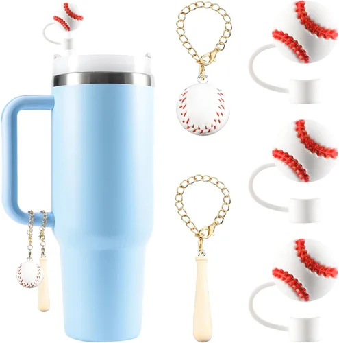 3 fundas de popote para Stanley Cup de 30 y 40 onzas, 0.394 in, tapa protectora de popote de silicona con 2 accesorios personalizados 3D de dijes de