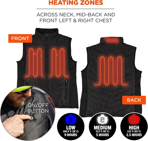 Miniatura 3 de Ergodyne Chaleco térmico recargable unisex para adultos con batería