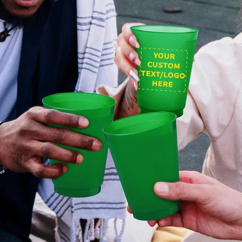 Miniatura 7 de Vasos de plástico esmerilado personalizados para estadios, paquete de 100, texto promocional, logotipo, 16 onzas, vasos de fiesta reutilizables