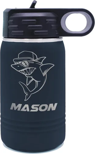 Miniatura 19 de My Personal Memories Botella de agua personalizada de 12 onzas para niños con pajilla, vaso aislado de doble pared para niños, niñas, escuela, Azul