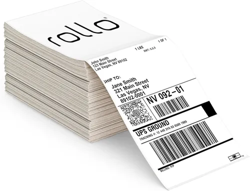 Etiquetas de envío térmicas directas Rollo - Paquete de 500 etiquetas térmicas de 4 x 6 con abanico - Perforadas y adhesivo fuerte (calidad