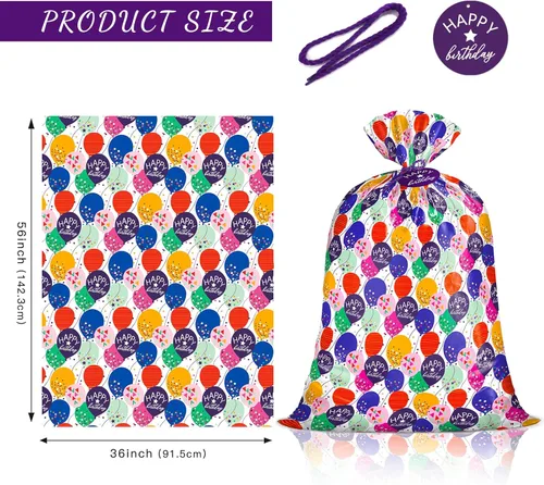 Miniatura 2 de WRAPAHOLIC Bolsa de regalo de plástico grande de 56 pulgadas, globo colorido con diseño de confeti para cumpleaños, fiestas o celebraciones de 1