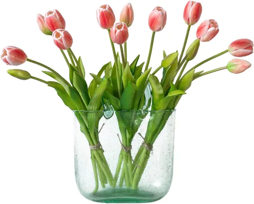 Miniatura 23 de DUYONE 15 flores de tulipanes artificiales, suave al tacto, realista, ramo de tulipanes de látex para el hogar, oficina, boda, fiesta, decoración