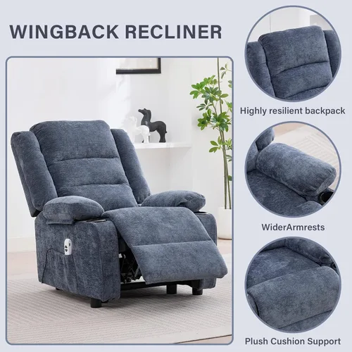 Miniatura 5 de Sillón reclinable eléctrico con portavasos, silla reclinable eléctrica para adultos, silla reclinable con bolsillo lateral para sala de estar