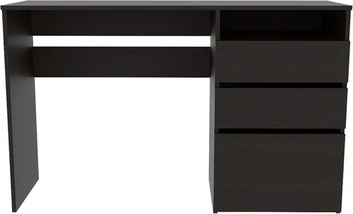 Miniatura 7 de FM FURNITURE Louisiana - Escritorio para computadora, con tres cajones, color negro wengué para oficina