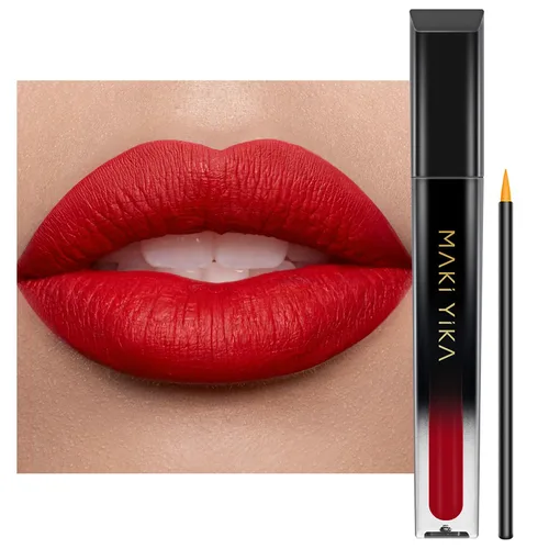 Miniatura 29 de MAKI YIKA Lápiz labial rojo burdeos para mujer, pintalabios de larga duración, sin manchas, mate, líquido, a prueba de transferencia, sin crueldad