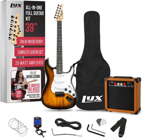 Miniatura 22 de LyxPro Kit completo de guitarra eléctrica de 39 pulgadas para principiantes, tamaño completo con amplificador de 20 W, el paquete incluye todos