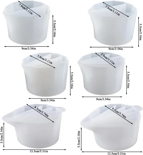 Miniatura 7 de FineGood - 6 tazas divididas de silicona, tazas divididas de 2/7 para verter pintura, tazas de mezcla de resina reutilizables, vasos divisores