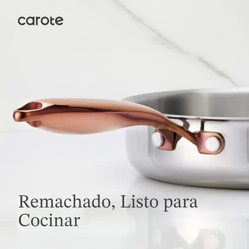 Miniatura 7 de CAROTE Sartén de 10 Pulgadas de Acero Inoxidable de Tres Capas, Sartén Antiadherente para Huevos y Tortillas, Apto para Horno, Inducción, Compatible