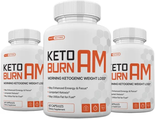 Nutra City Paquete de 3 píldoras cetogénicas Keto Burn AM Morning para control de peso, píldoras Keto Burn para hombres y mujeres, 180 cápsulas,