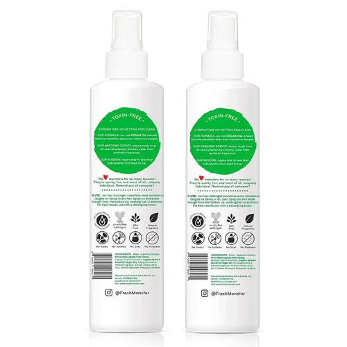 Miniatura 2 de Fresh Monster Spray desenredante para niños, sin toxinas, hipoalergénico y natural, spray acondicionador para el cabello para niños, coco