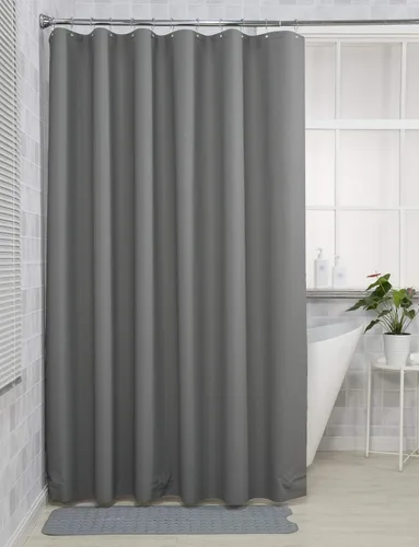 Miniatura 11 de AmazerBath - Cortina de ducha de plástico, 70 x 72 pulgadas, cortina de ducha esmerilada de plástico, impermeable, pesada, gruesa, con 3 piedras