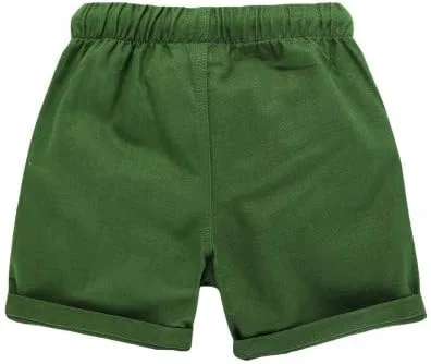 Miniatura 6 de HILEELANG Pantalones cortos chinos de verano para niños pequeños, de algodón, elásticos, con cordón, para uniforme escolar, 2