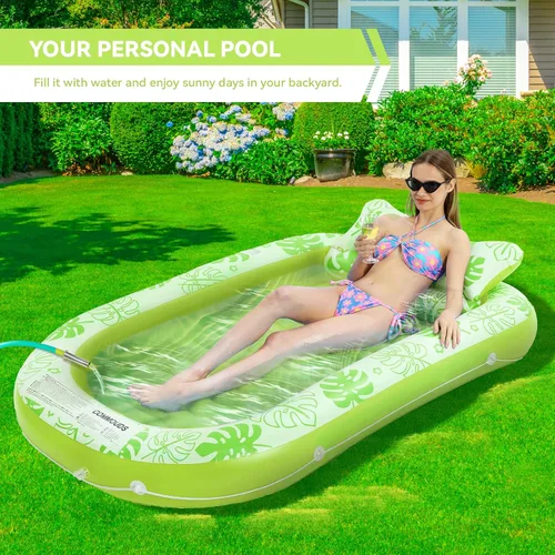 Miniatura 6 de Flotador Inflable para Piscina de Bronceado con Almohada Cervical - Flotadores de Piscina para Adultos para Tomar el Sol, Patio Trasero, Fiesta
