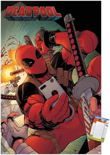 Miniatura 17 de Trends International Marvel Comics Deadpool - Póster de pared para selfies, 14.725 x 22.375 pulgadas, versión enmarcada de madera de granero