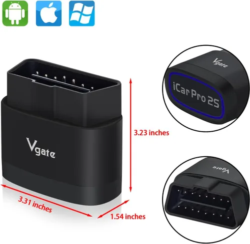 Miniatura 2 de Vgate iCar Pro 2S - Escáner Bluetooth OBD2, herramienta de diagnóstico de coche, lector de código para Android, iOS y Windows, color negro
