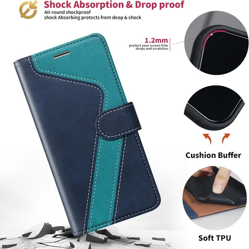 Miniatura 5 de Funda tipo cartera para Samsung Galaxy A53 5G, funda plegable de cuero premium con bloqueo RFID, soporte para tarjetas de crédito, folio con soporte