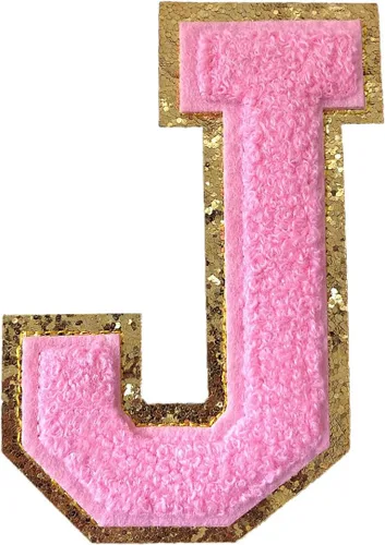 Miniatura 8 de 3 parches de letras de felpilla para planchar con brillantina de gran tamaño para decoración de disfraces de equipo, altura de 4-1/2 pulgadas, letra
