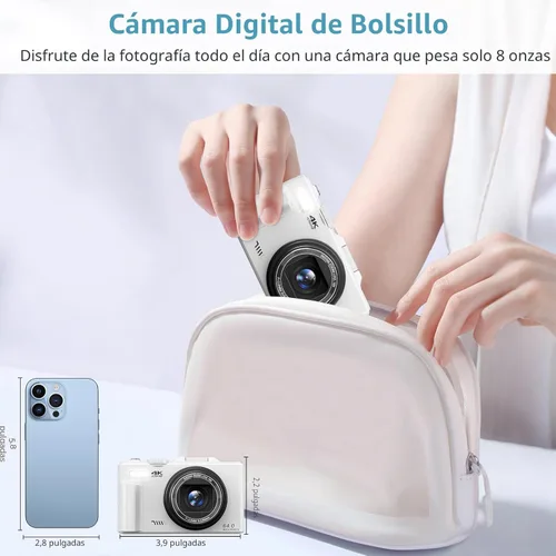 Miniatura 7 de Cámara Digital 4K para Fotografía, Cámara de Vlogging de 64MP para YouTube con Pantalla Abatible de 3" 180°, Cámara Point and Shoot con Zoom Digital