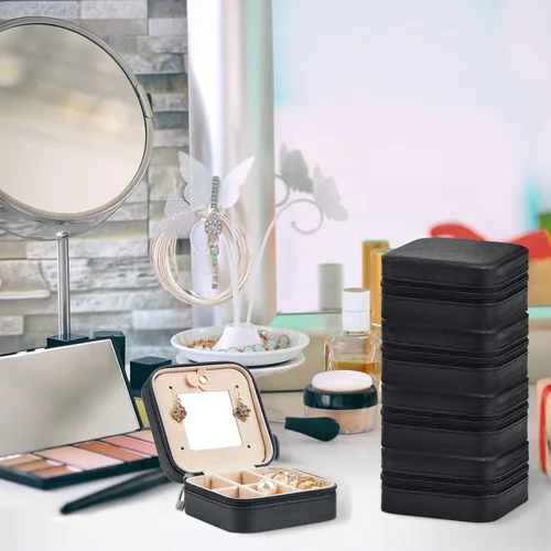 Miniatura 18 de Joyero de viaje de 10 piezas, cajas de regalo de dama de honor, organizador de viaje con espejo, caja pequeña de joyería, mini caja organizadora