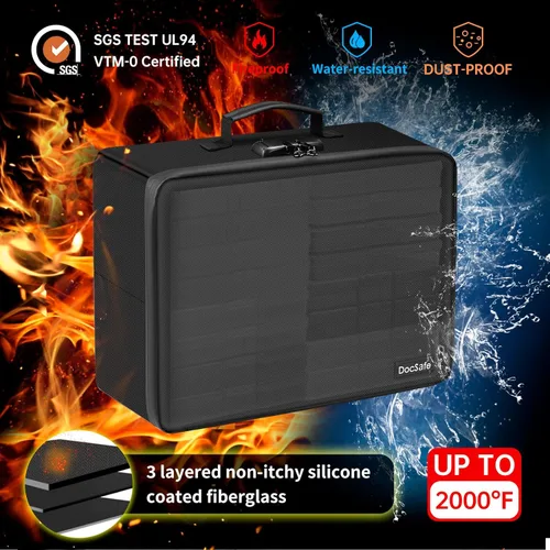 Miniatura 3 de DocSafe - Caja de almacenamiento de fotos con cerradura, caja organizadora de fotos ignífuga con 16 fundas interiores de 4 x 6 pulgadas Transparente