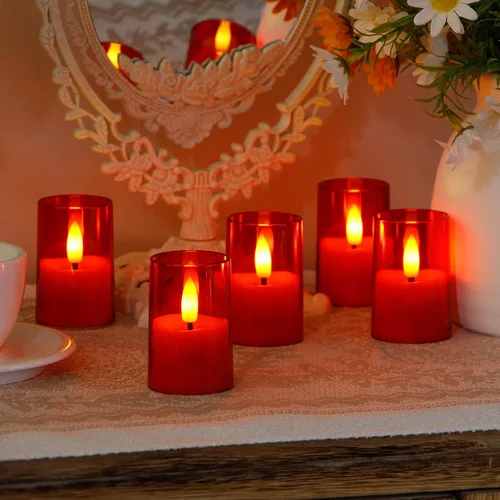 Miniatura 2 de Velas sin llama pequeñas de luz LED para té, votiva acrílica operada a batería 1.7" x 2.5" con control remoto y temporizador, paquete de 8 velas
