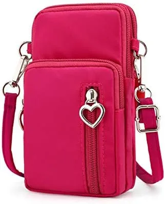 Bolso bandolera Oxford con cremallera para teléfono celular para Samsung Galaxy S24+ S23 FE S23 S22 S21 S20 FE S10e A01 A54 Rosado