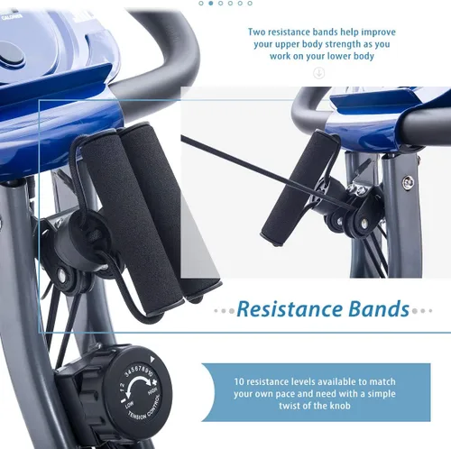 Miniatura 4 de Merax Bicicleta estática plegable para interiores, vertical, reclinada, para fitness, bicicleta magnética con resistencia ajustable de 16 niveles