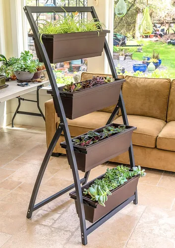 Miniatura 7 de Outland Living Jardinera elevada de 6 pies – Jardinera vertical independiente con 4 cajas de contenedores, buena para patio o balcón
