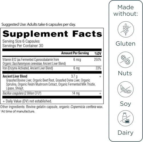 Miniatura 7 de Ancient Nutrition Suplementos de órganos, cápsulas de complejo de órganos alimentados con pasto y salvajes, hígado de carne de res y cordero, apoya