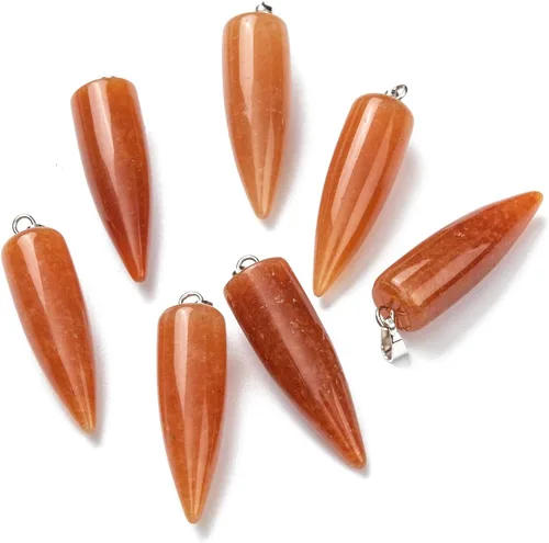 Miniatura 15 de Colgantes de piedras preciosas naturales en forma de bala, hallazgos de latón de platino, colgantes de chakras puntiagudos, encanto de piedra