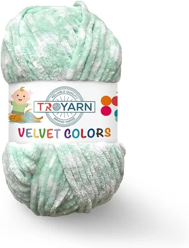 Miniatura 34 de TROYARN Hilo de lana de terciopelo en colores (paquete de 3 madejas) Chenille para manta Amigurumi, hilo para crochet y punto súper voluminoso 3x100
