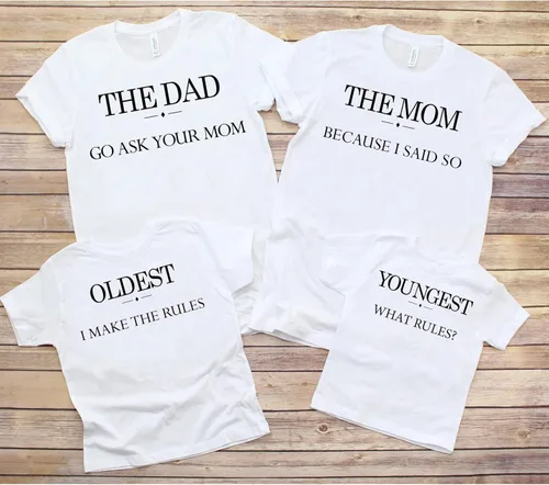 Miniatura 4 de Camisa a juego con texto en inglés Ask Your Mom, la más joven, media y más vieja, trajes familiares a juego, camiseta familiar de campamento