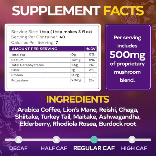 Miniatura 3 de WIXAR Superfood - Café de hongos, café instantáneo en polvo, diez extractos de superalimentos con melena de león, cola de pavo, Reishi, Chaga