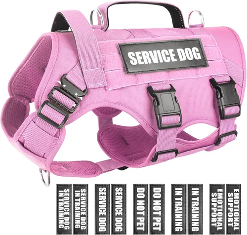Miniatura 11 de WINSEE - Arnés tipo chaleco para perro de servicio para perro mediano, chaleco táctico MOLLE con 10 parches para mascotas, arnés resistente sin